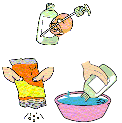 イラスト：出し方　フタを外す。中身は残さない。中をゆすいで。