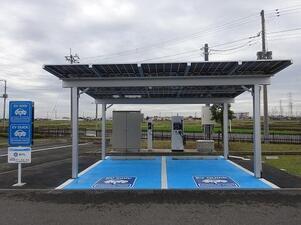 写真:なぐわし公園PiKOAに設置された電気自動車用充電器