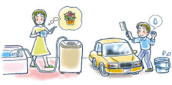 イラスト：残り湯・洗車