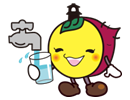 イラスト：水道水を飲んでいる川越市マスコットキャラクターときも