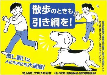 写真：散歩のときも引き綱を！　放し飼い禁止注意喚起のチラシ