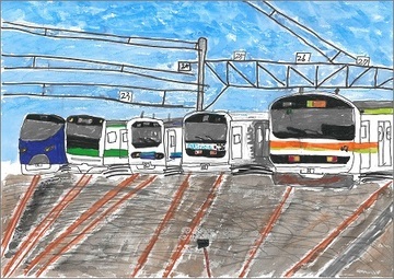写真：優秀賞　『川越線の集まり』の絵