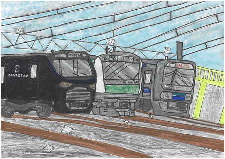 写真：最優秀賞　「川越車両センター」の絵