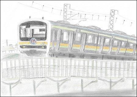 写真：優秀賞　「みんな大好きJR川越線」の絵