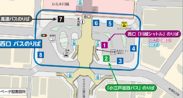 地図：川越駅西口バスのりば