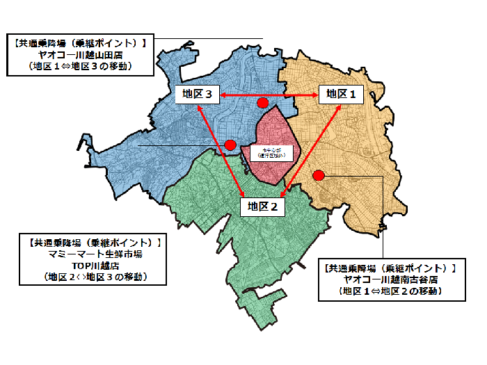 地図：かわまる運行区域図
