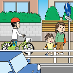 イラスト：歩道は歩行者優先