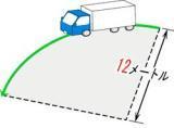 イラスト:半径12メートルで最小回転する特殊車両