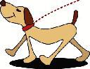 イラスト：リードでつないだ犬