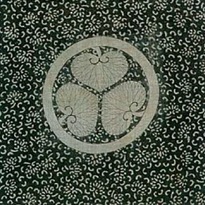 写真:黒地小花模様小紋帷子 家紋部分
