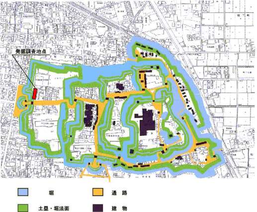 地図：川越城跡　発掘調査地点