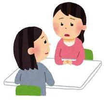 イラスト：相談員に相談する女性