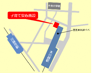 地図：子育て安心施設への案内図