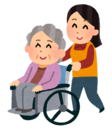 イラスト：車いすを押す様子