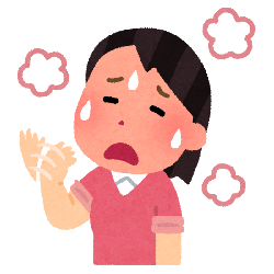 イラスト：暑がっている女性