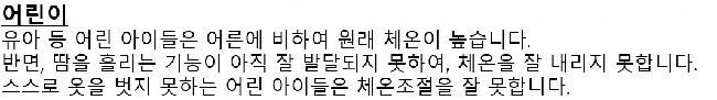 画面：幼児についての韓国語の案内