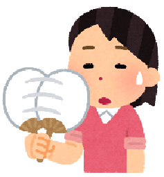 イラスト：うちわで扇ぐ女性