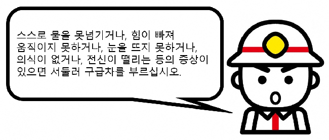 イラスト：救急車を呼ぶことについての韓国語の案内