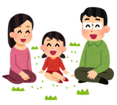 家族でのんびり過ごしているイラスト