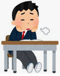 イラスト：頬杖をつき、ため息をつく中学生男子