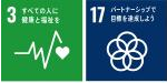 イラスト：食環境づくり推進事業に関連するSDGsゴール3、17アイコン