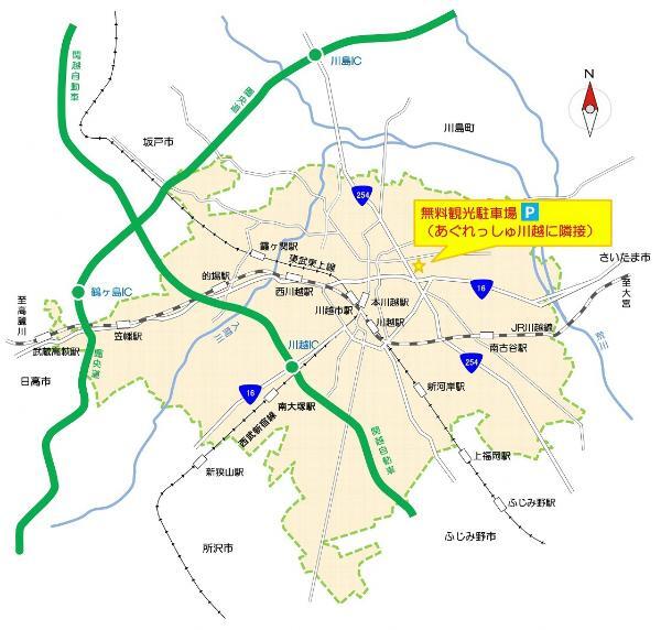 地図：無料観光駐車場　案内