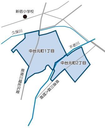 地図：中台元町の区域図