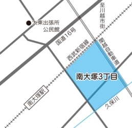 地図：南大塚3丁目の区域