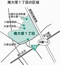 地図：南大塚1丁目の区域図