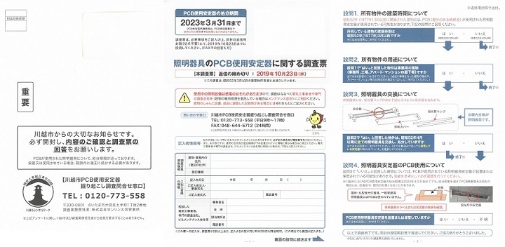 写真：発送した封筒（黄緑色）と調査票