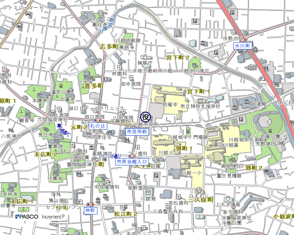 イラスト：川越市役所の地図