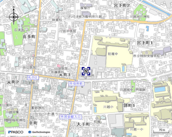 イラスト:川越市役所の地図