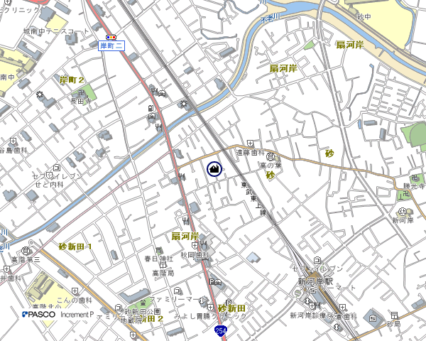 イラスト：新河岸駅周辺地区整備事務所の地図