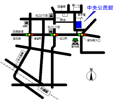 地図：中央公民館周辺