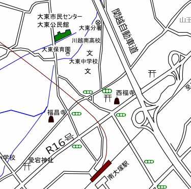 地図：大東公民館周辺