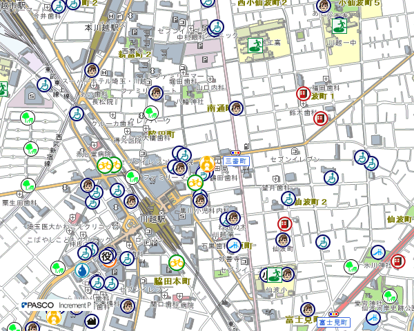 地図：川越駅東口多目的ホール