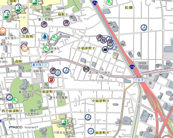 地図：小仙波町周辺地域自主防犯ステーション