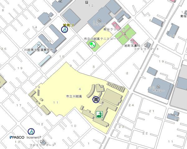 イラスト：川越市立川越高校の地図