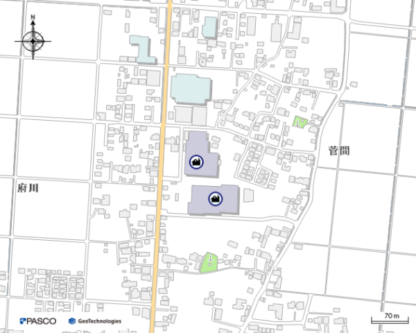 イラスト：菅間第二学校給食センターの地図