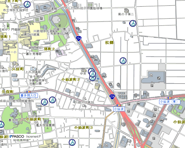 イラスト：川越市総合福祉センター（オアシス）の地図