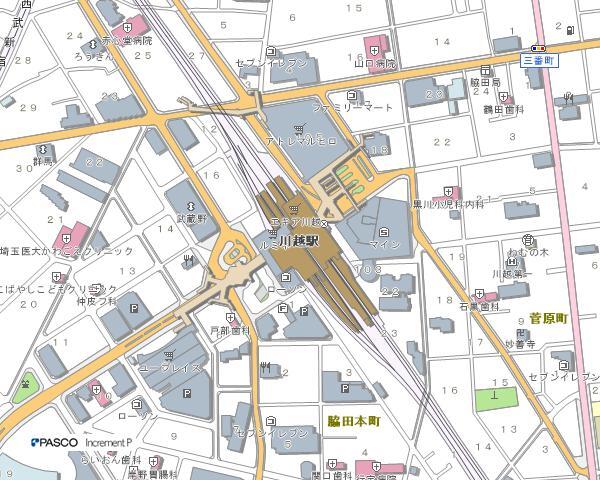 イラスト：川越駅観光案内所の地図