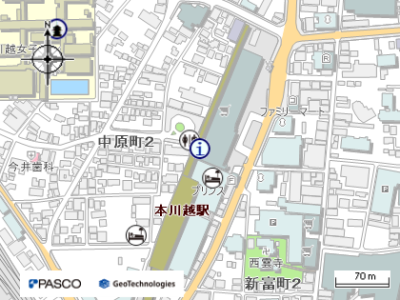 イラスト：本川越駅観光案内所の地図