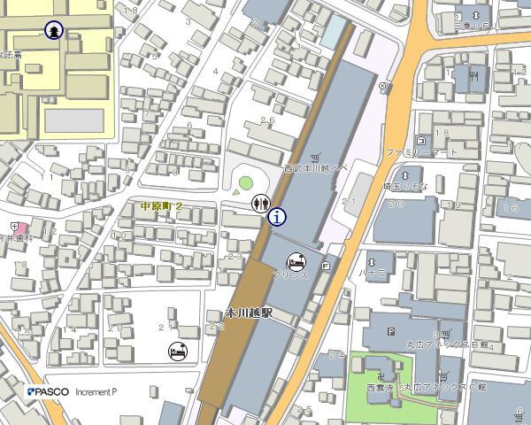 イラスト：本川越駅観光案内所の地図