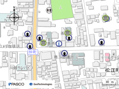 イラスト：仲町観光案内所の地図