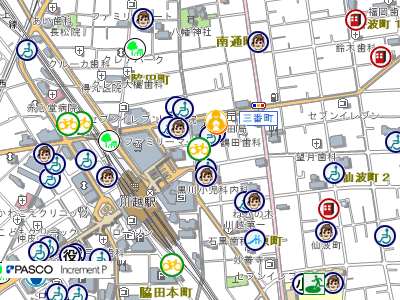 地図：川越駅東口自転車駐車場