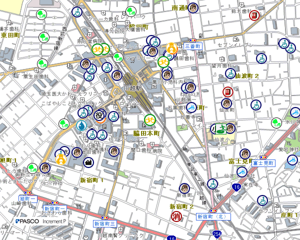 地図：川越駅西口第二自転車駐車場