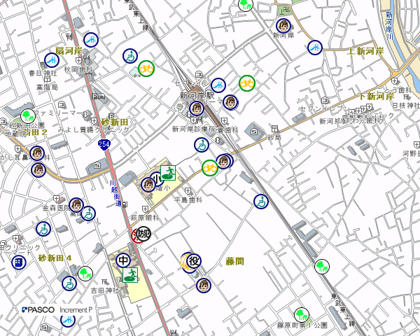 地図：新河岸駅自転車駐車場