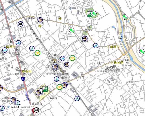 地図：新河岸駅第一自転車置場