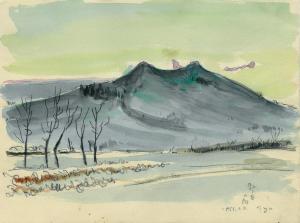 写真:相原求一朗 《北海道旅行スケッチ11 駒ヶ岳の朝》 1951年