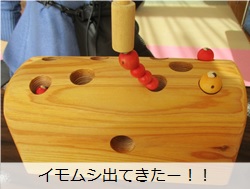 写真：いもむしを取り出すおもちゃ